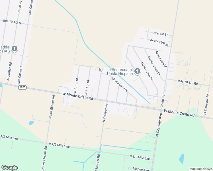 map of restaurants, bars, coffee shops, grocery stores, and more near 15907 Monte Carlo Lane in Edinburg
