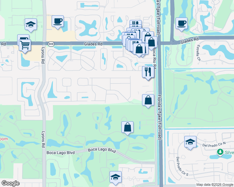 map of restaurants, bars, coffee shops, grocery stores, and more near 8469 Cypress Lane in Boca Raton