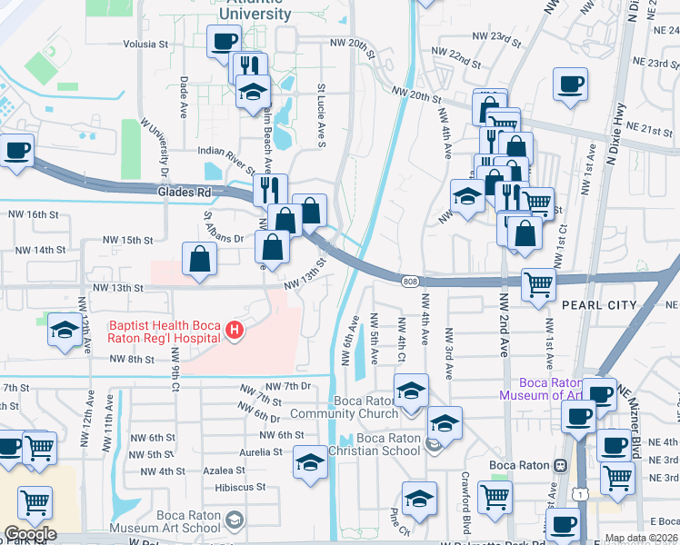 map of restaurants, bars, coffee shops, grocery stores, and more near in Boca Raton