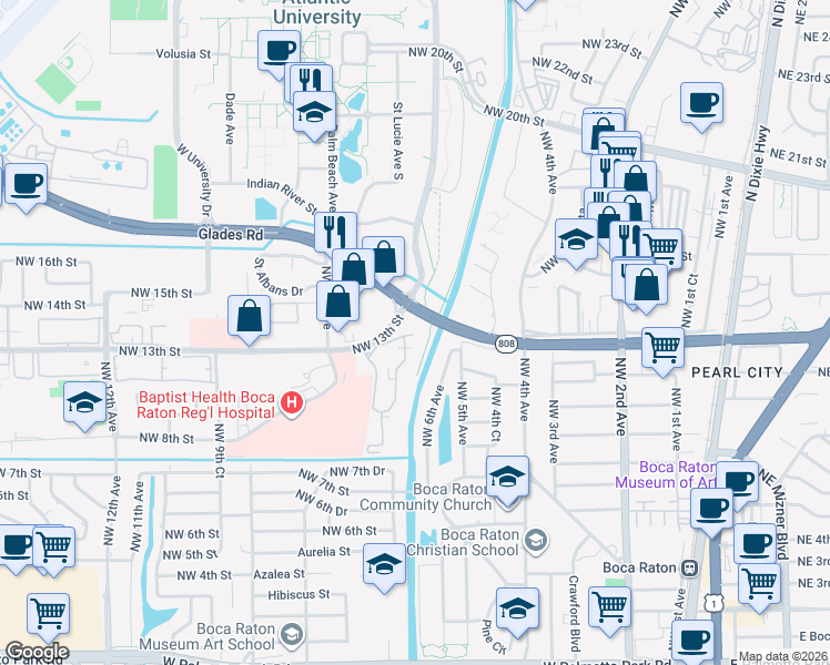 map of restaurants, bars, coffee shops, grocery stores, and more near in Boca Raton