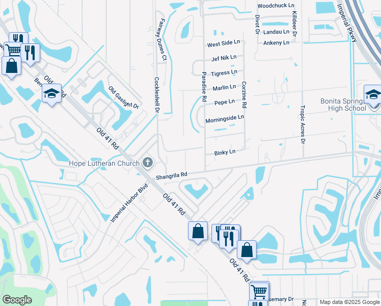 map of restaurants, bars, coffee shops, grocery stores, and more near 25623 Jarrow Rd in Bonita Springs
