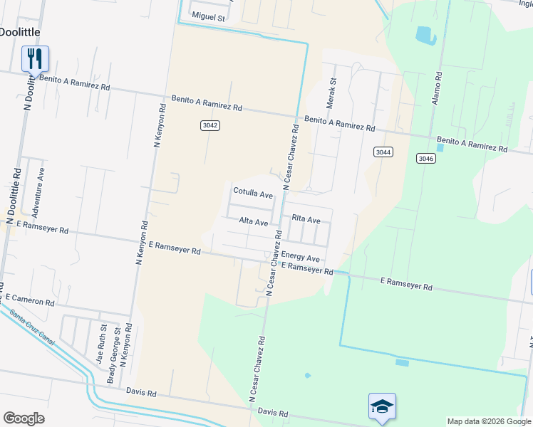 map of restaurants, bars, coffee shops, grocery stores, and more near 4210 Clemente Avenue in Edinburg