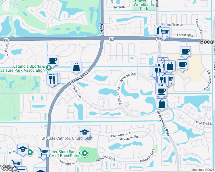 map of restaurants, bars, coffee shops, grocery stores, and more near 6478 Sweet Maple Lane in Boca Raton