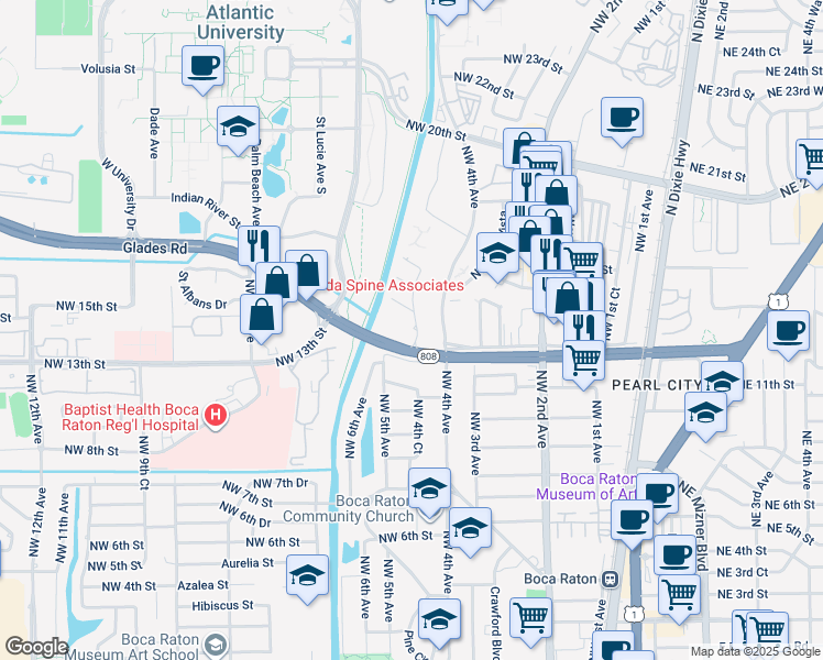 map of restaurants, bars, coffee shops, grocery stores, and more near 1361 NW 4th Ct in Boca Raton