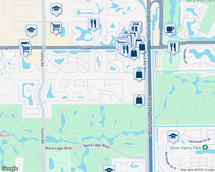 map of restaurants, bars, coffee shops, grocery stores, and more near 8412 Vía Leonessa in Boca Raton
