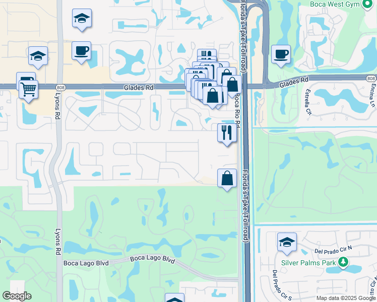 map of restaurants, bars, coffee shops, grocery stores, and more near 8315 Vía Leonessa in Boca Raton