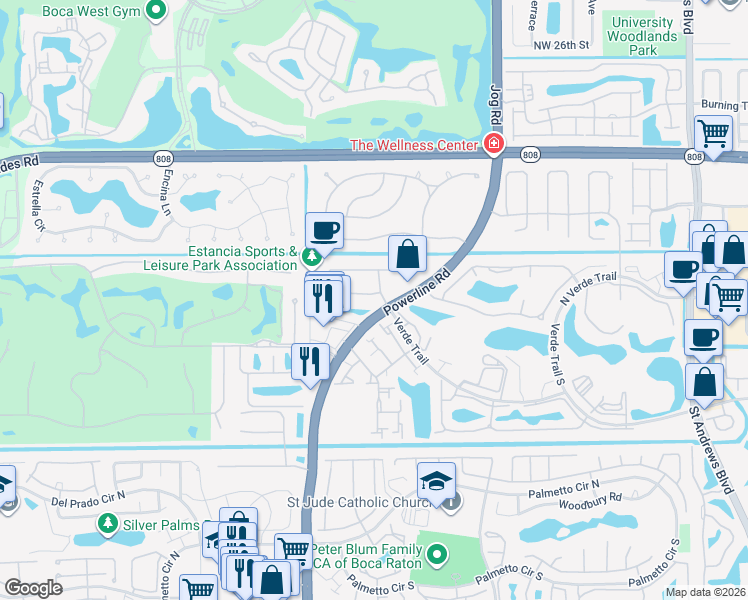 map of restaurants, bars, coffee shops, grocery stores, and more near 6794 Giralda Circle in Boca Raton