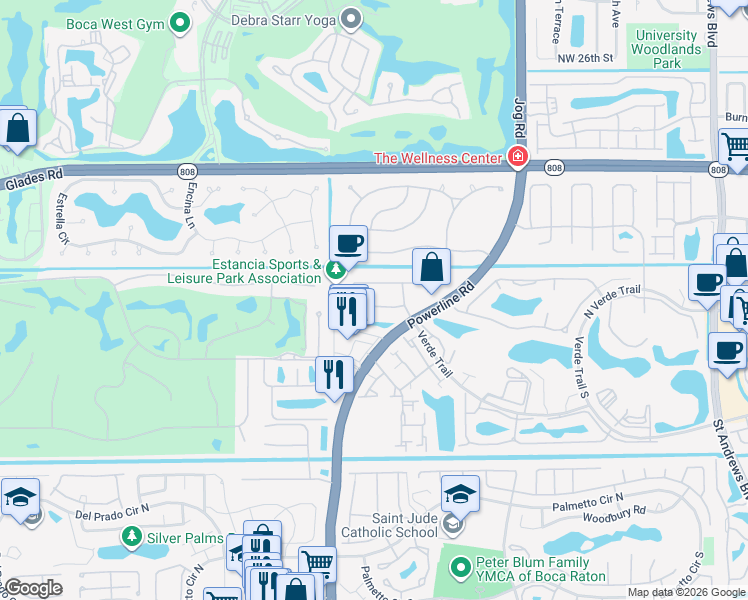 map of restaurants, bars, coffee shops, grocery stores, and more near 6878 Giralda Circle in Boca Raton