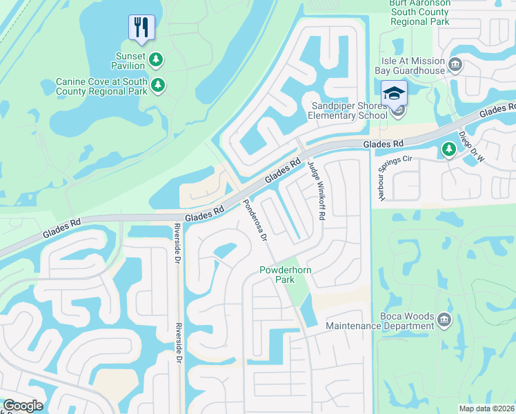map of restaurants, bars, coffee shops, grocery stores, and more near 20991 Windemere Lane in Boca Raton