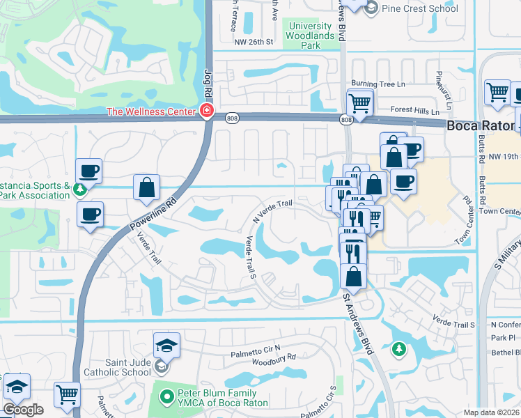 map of restaurants, bars, coffee shops, grocery stores, and more near 6266 Sweet Maple Lane in Boca Raton