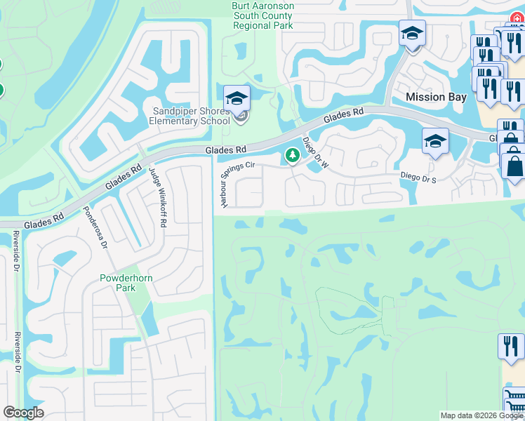 map of restaurants, bars, coffee shops, grocery stores, and more near 11217 Harbour Springs Circle in Boca Raton