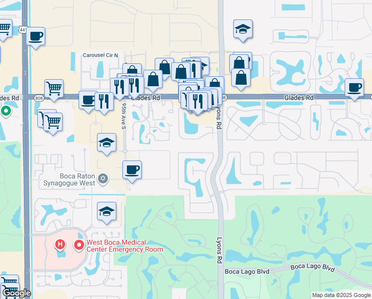 map of restaurants, bars, coffee shops, grocery stores, and more near 21240 Hazelwood Lane in Boca Raton