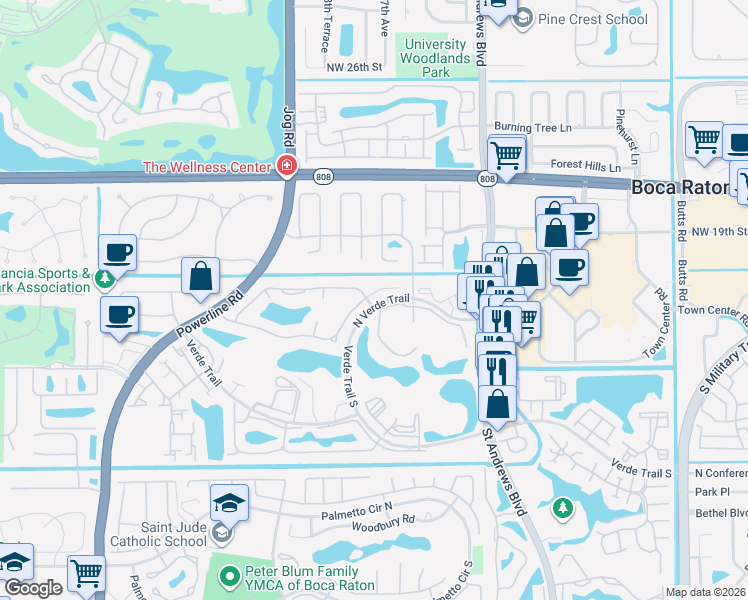 map of restaurants, bars, coffee shops, grocery stores, and more near 6266 Sweet Maple Lane in Boca Raton