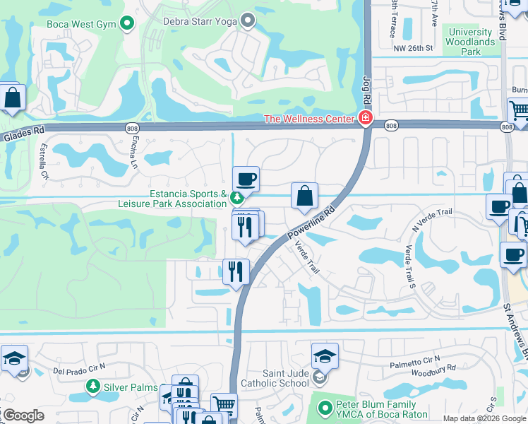 map of restaurants, bars, coffee shops, grocery stores, and more near 6878 Giralda Circle in Boca Raton