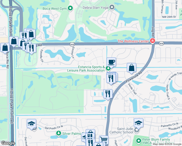 map of restaurants, bars, coffee shops, grocery stores, and more near 7172 Valencia Drive in Boca Raton