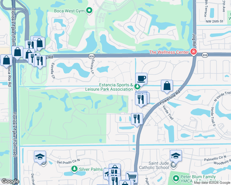 map of restaurants, bars, coffee shops, grocery stores, and more near 7190 Valencia Drive in Boca Raton