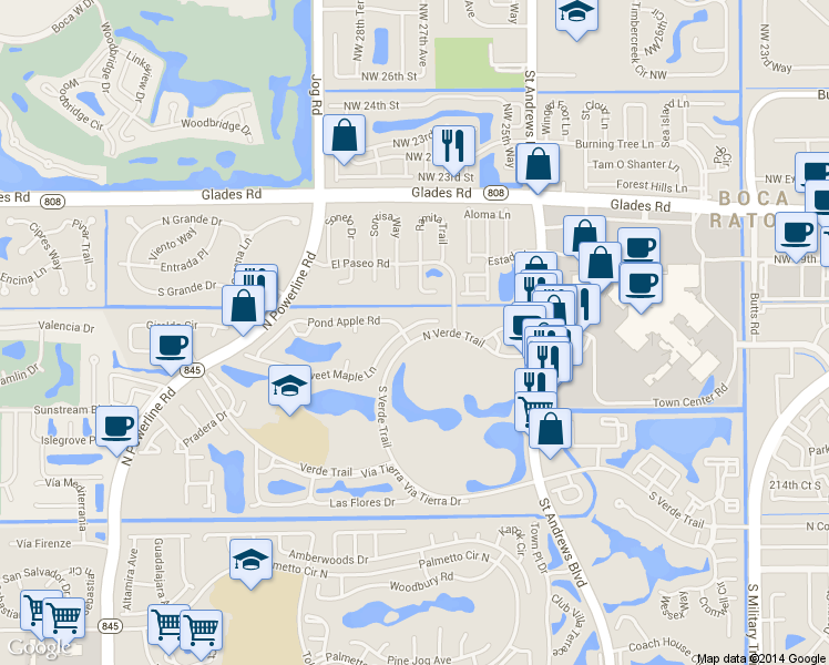 map of restaurants, bars, coffee shops, grocery stores, and more near 6266 Sweet Maple Lane in Boca Raton
