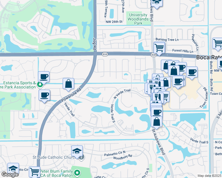map of restaurants, bars, coffee shops, grocery stores, and more near 6344 Pond Apple Road in Boca Raton