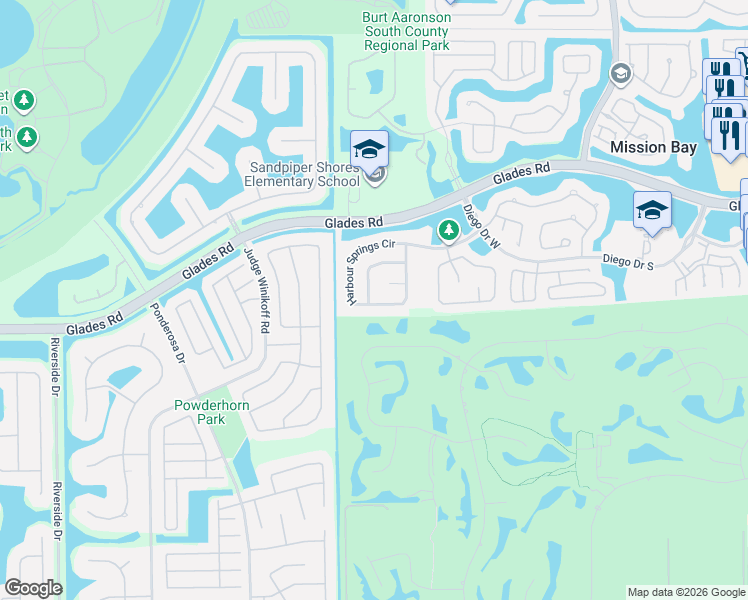 map of restaurants, bars, coffee shops, grocery stores, and more near 11185 Harbour Springs Circle in Boca Raton