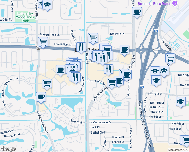 map of restaurants, bars, coffee shops, grocery stores, and more near in Boca Raton