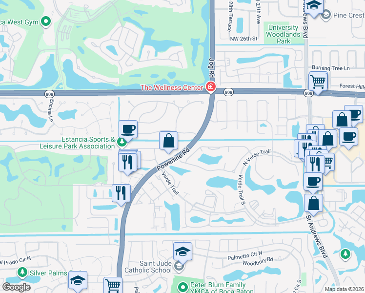 map of restaurants, bars, coffee shops, grocery stores, and more near 6631 Pond Apple Road in Boca Raton