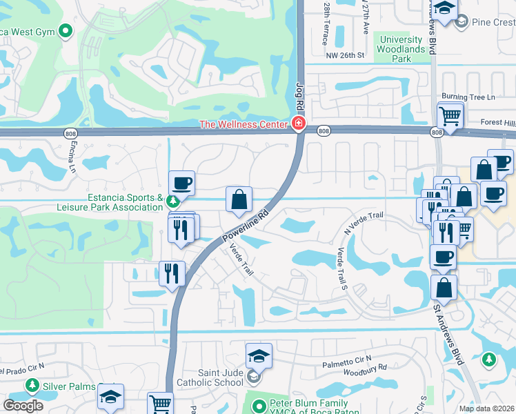 map of restaurants, bars, coffee shops, grocery stores, and more near 6631 Pond Apple Road in Boca Raton