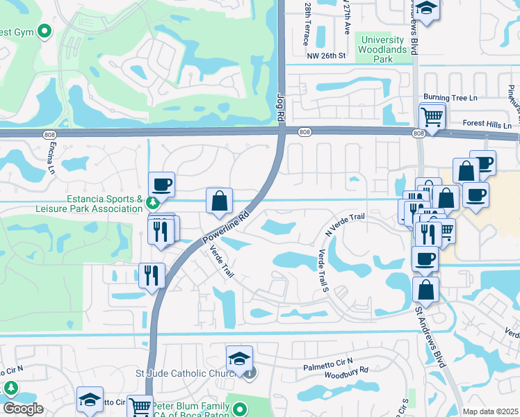 map of restaurants, bars, coffee shops, grocery stores, and more near 6569 Pond Apple Road in Boca Raton