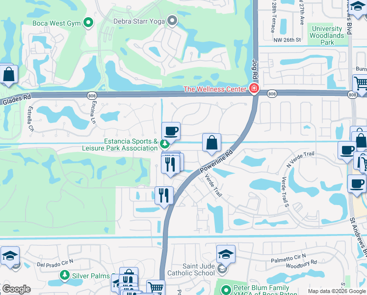 map of restaurants, bars, coffee shops, grocery stores, and more near 6878 Giralda Circle in Boca Raton