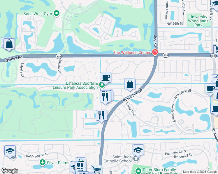 map of restaurants, bars, coffee shops, grocery stores, and more near 6878 Giralda Circle in Boca Raton