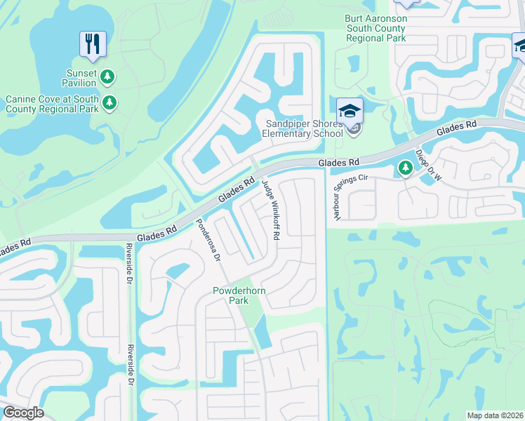 map of restaurants, bars, coffee shops, grocery stores, and more near 21007 Country Creek Drive in Boca Raton