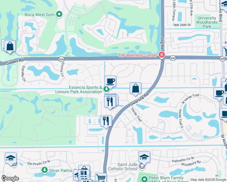 map of restaurants, bars, coffee shops, grocery stores, and more near 6878 Giralda Circle in Boca Raton