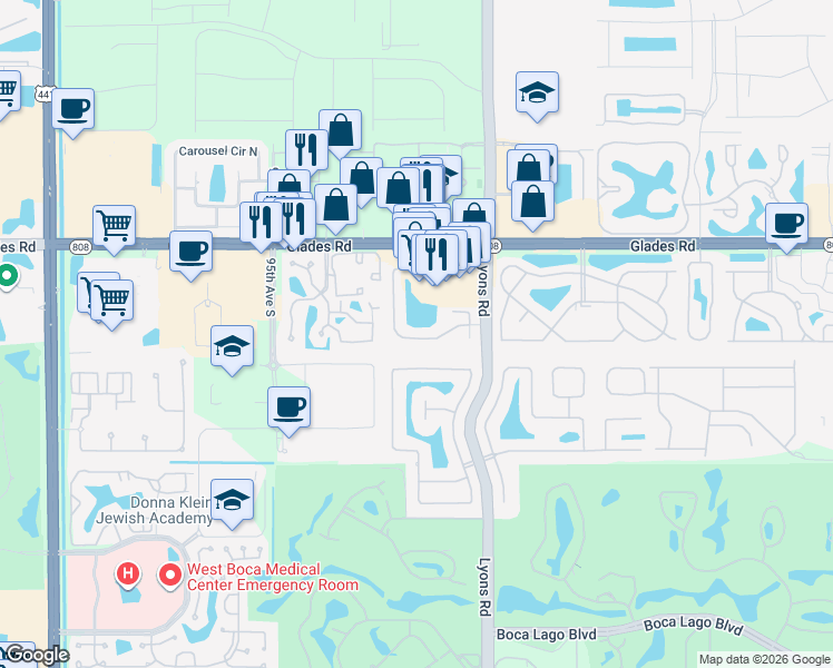 map of restaurants, bars, coffee shops, grocery stores, and more near 9139 Pine Springs Drive in Boca Raton