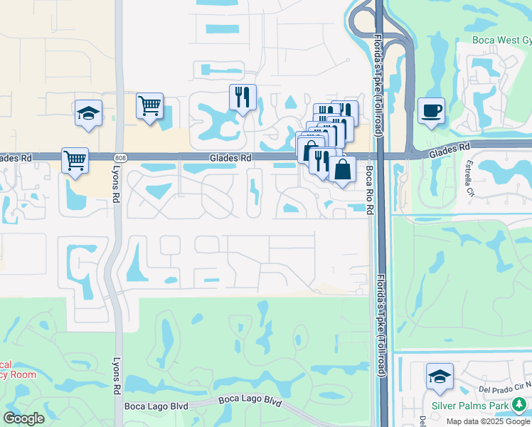 map of restaurants, bars, coffee shops, grocery stores, and more near 20930 Concord Green Drive West in Boca Raton