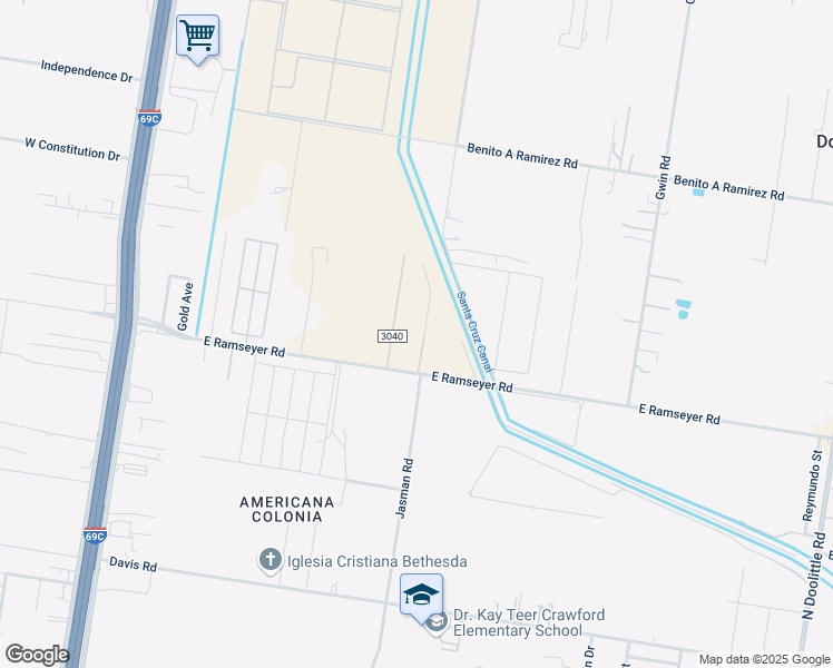 map of restaurants, bars, coffee shops, grocery stores, and more near 1605 East Ramseyer Road in Edinburg