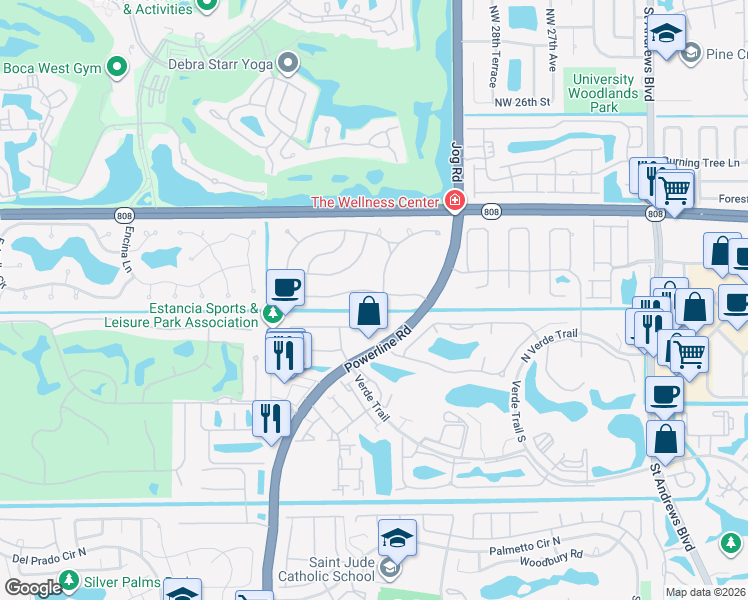 map of restaurants, bars, coffee shops, grocery stores, and more near 6720 South Grande Drive in Boca Raton