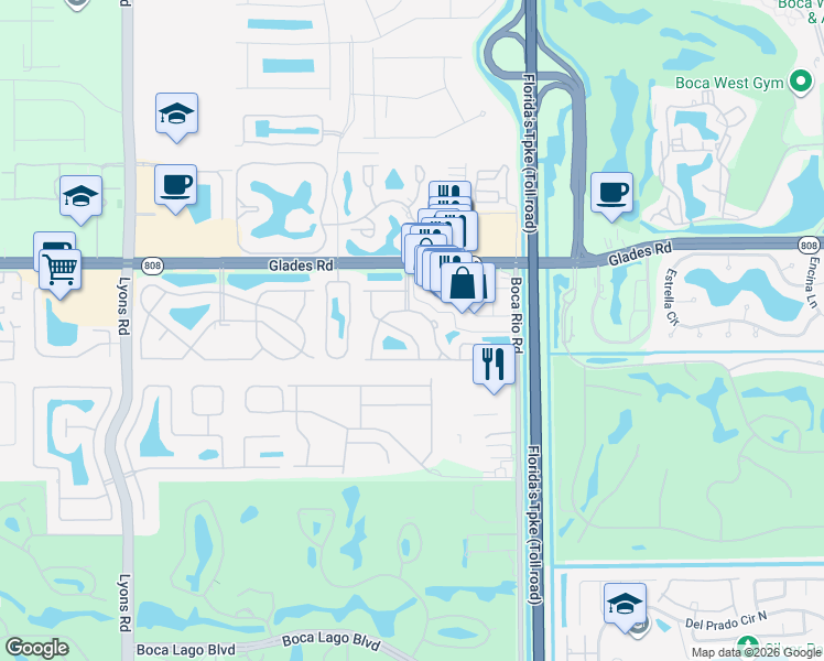 map of restaurants, bars, coffee shops, grocery stores, and more near 20911 Sunrise Drive in Boca Raton