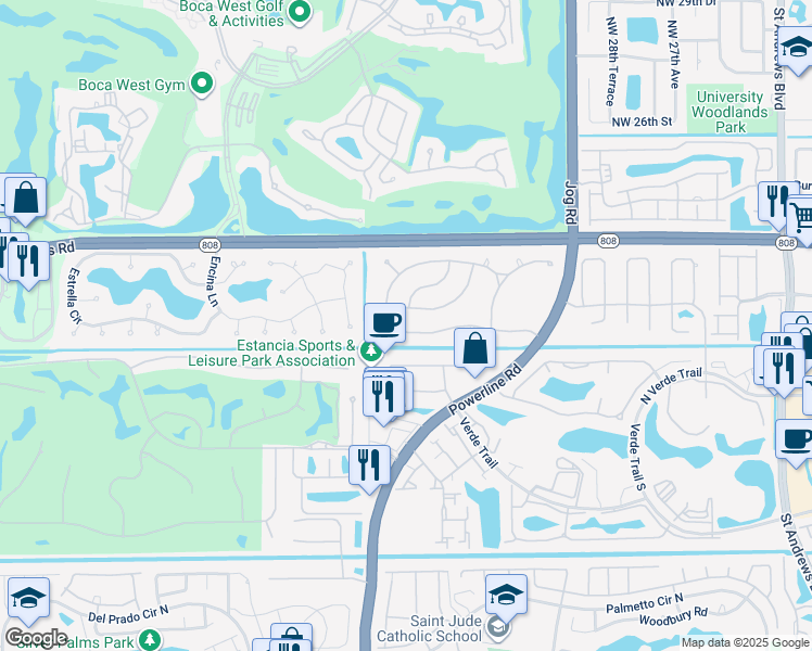 map of restaurants, bars, coffee shops, grocery stores, and more near 6901 South Grande Drive in Boca Raton