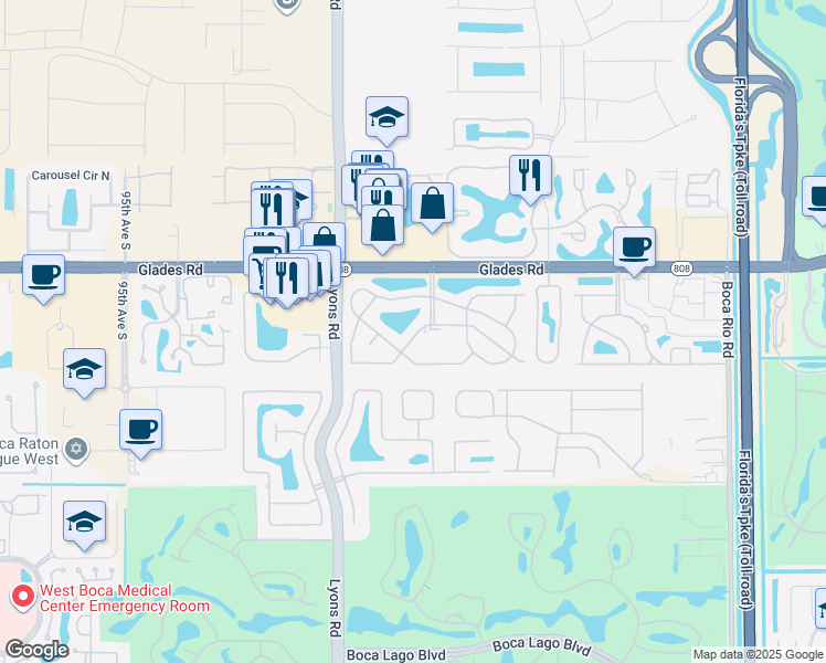 map of restaurants, bars, coffee shops, grocery stores, and more near 8809 Warwick Drive in Boca Raton