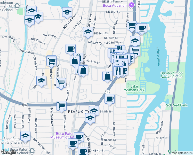 map of restaurants, bars, coffee shops, grocery stores, and more near 113 Boca Verde in Boca Raton