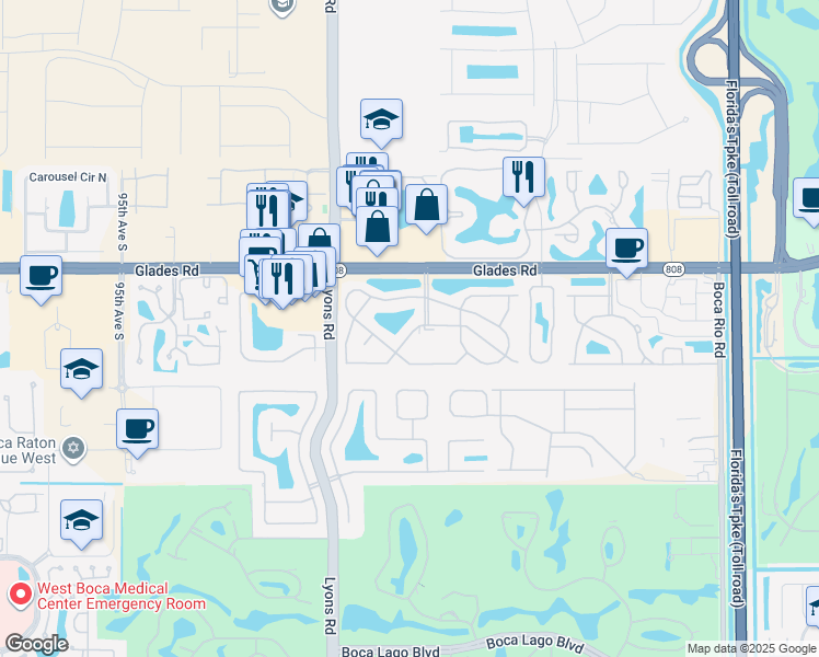 map of restaurants, bars, coffee shops, grocery stores, and more near 8809 Warwick Drive in Boca Raton
