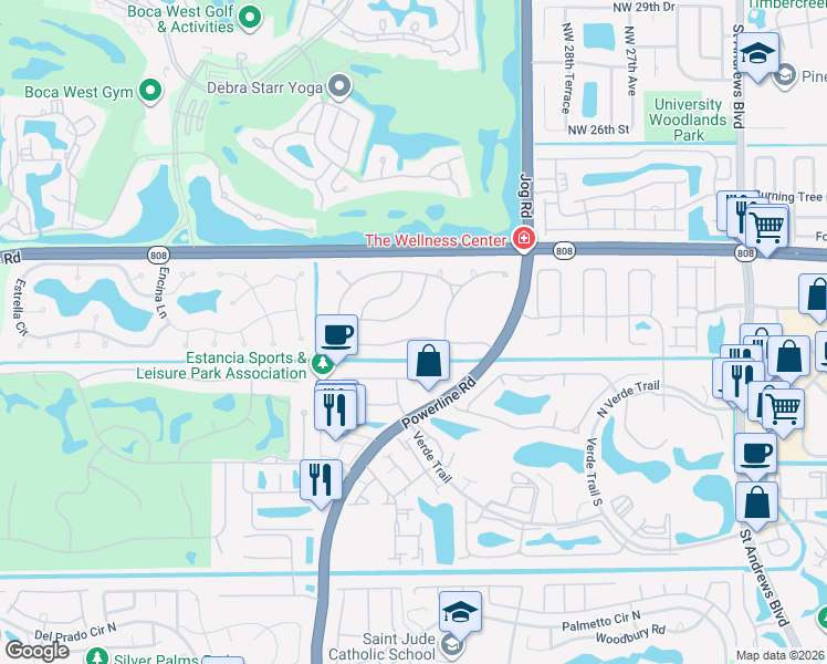 map of restaurants, bars, coffee shops, grocery stores, and more near 6761 South Grande Drive in Boca Raton