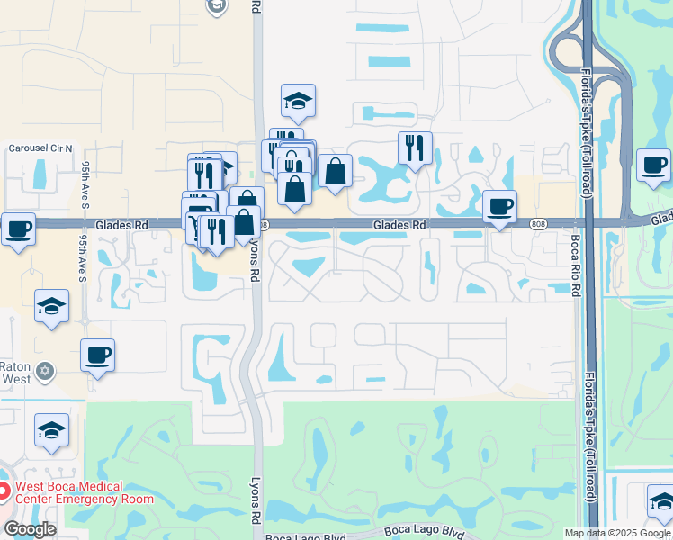 map of restaurants, bars, coffee shops, grocery stores, and more near 8736 Chevy Chase Drive in Boca Raton