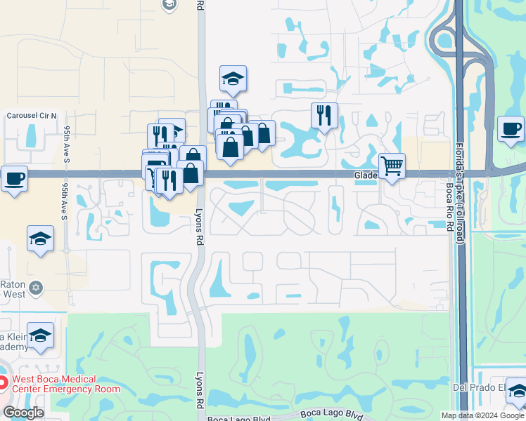 map of restaurants, bars, coffee shops, grocery stores, and more near 8736 Chevy Chase Drive in Boca Raton