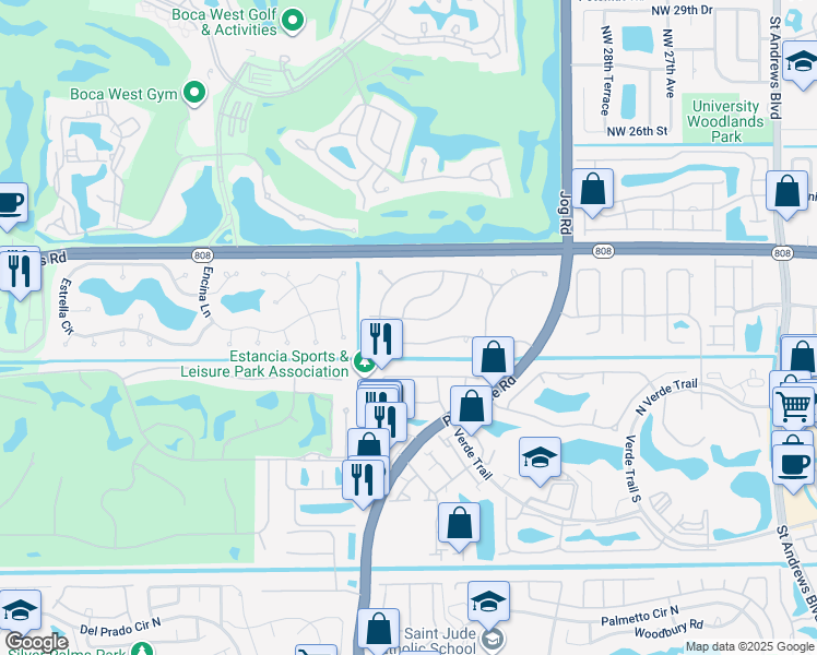 map of restaurants, bars, coffee shops, grocery stores, and more near 6901 South Grande Drive in Boca Raton