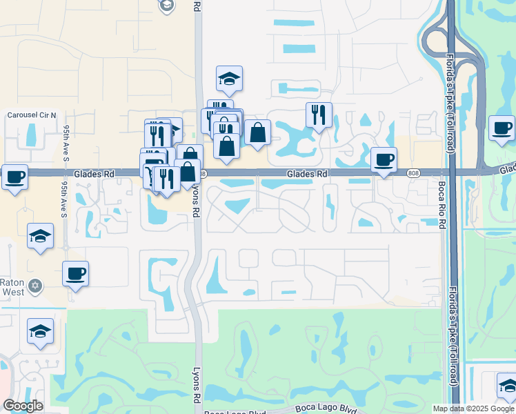 map of restaurants, bars, coffee shops, grocery stores, and more near 8736 Chevy Chase Drive in Boca Raton