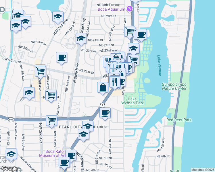 map of restaurants, bars, coffee shops, grocery stores, and more near 99 Boca Verde in Boca Raton