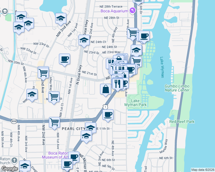 map of restaurants, bars, coffee shops, grocery stores, and more near 31 Boca Verde East in Boca Raton
