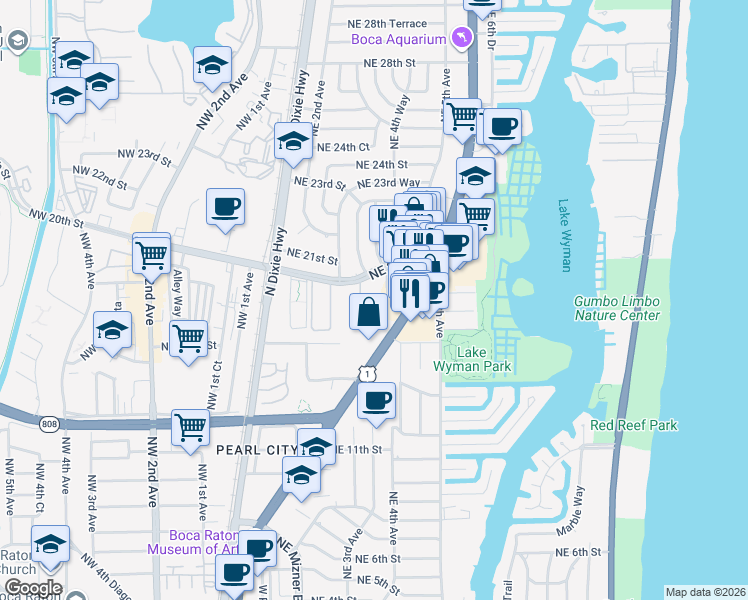 map of restaurants, bars, coffee shops, grocery stores, and more near 31 Boca Verde East in Boca Raton