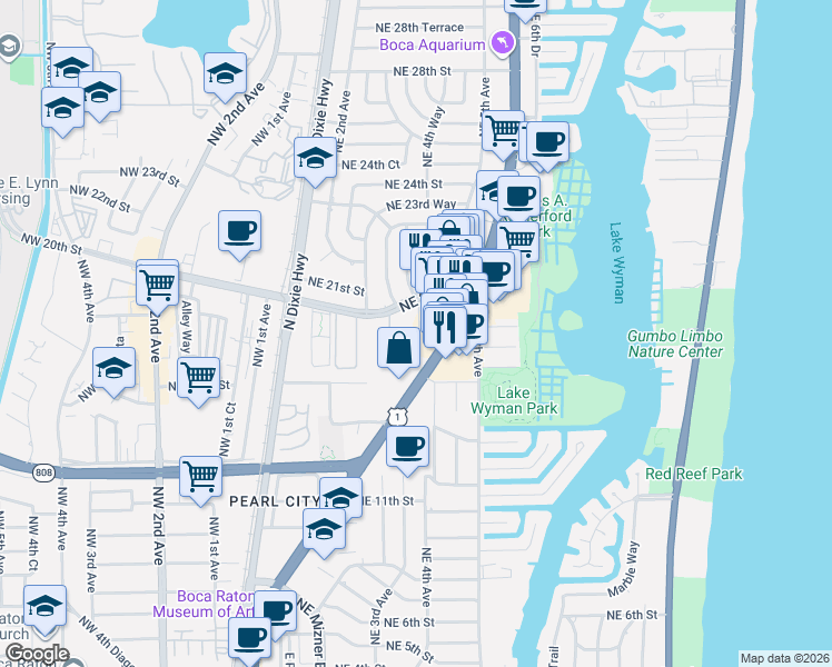 map of restaurants, bars, coffee shops, grocery stores, and more near 31 Boca Verde East in Boca Raton