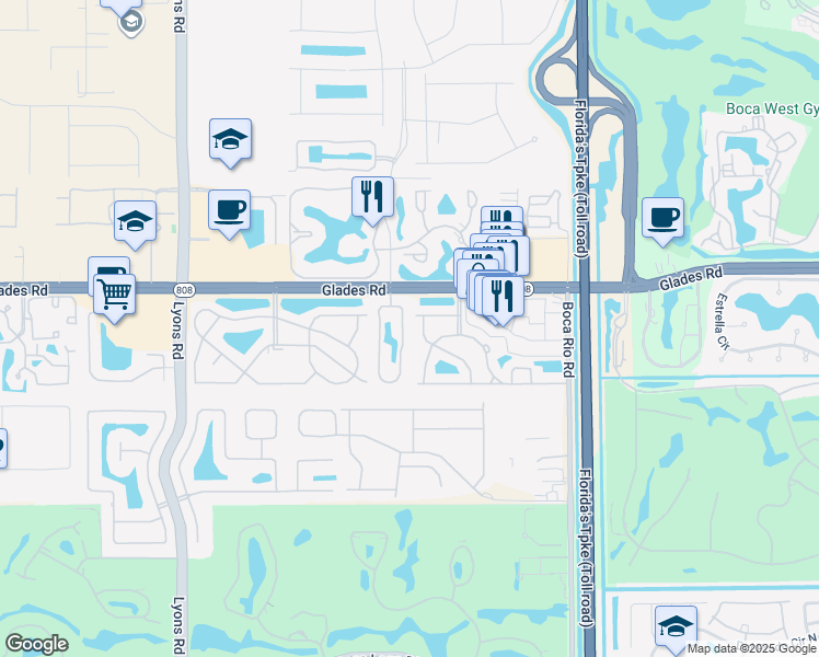 map of restaurants, bars, coffee shops, grocery stores, and more near 20950 Concord Green Drive West in Boca Raton